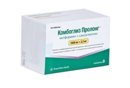 Комбоглиз Пролонг 1000мг+2,5мг 56 шт. таблетки модифицированного высвобождения покрытые пленочной оболочкой Комбоглиз Пролонг 1000мг+2,5мг 56 шт. таблетки модифицированного высвобождения покрытые пленочной оболочкой