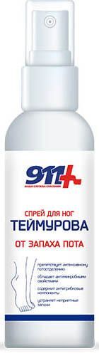 911 Теймурова спрей для ног от пота и запаха 150мл Твинс Тэк 911 Теймурова спрей для ног от пота и запаха 150мл Твинс Тэк