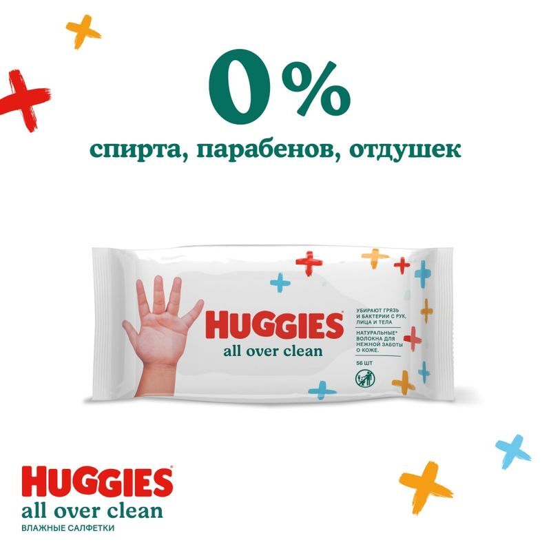 Хаггис олл овер клин салфетки влажные детские 56 шт., фото №3