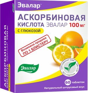 Аскорбиновая Кислота таблетки 100мг 60 шт. Эвалар Аскорбиновая Кислота таблетки 100мг 60 шт. Эвалар