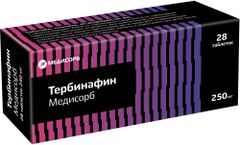 Тербинафин 250мг 28 шт. таблетки Медисорб