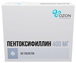 Пентоксифиллин 400мг 60 шт. таблетки с пролонгированным высвобождением покрытые пленочной оболочкой Пентоксифиллин 400мг 60 шт. таблетки с пролонгированным высвобождением покрытые пленочной оболочкой