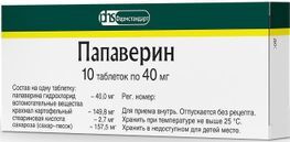 Папаверина Гидрохлорид 40мг 10 шт. таблетки Папаверина Гидрохлорид 40мг 10 шт. таблетки