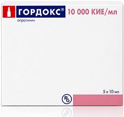 Гордокс 10000Кие/мл 10мл 5 шт. раствор для внутривенного введения Гордокс 10000Кие/мл 10мл 5 шт. раствор для внутривенного введения