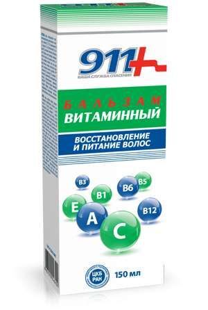 911 Витаминный бальзам для волос Восстановление и питание 150мл Твинс Тэк 911 Витаминный бальзам для волос Восстановление и питание 150мл Твинс Тэк