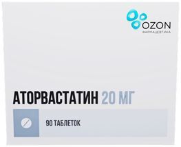 Аторвастатин 20мг 90 шт. таблетки покрытые пленочной оболочкой Аторвастатин 20мг 90 шт. таблетки покрытые пленочной оболочкой