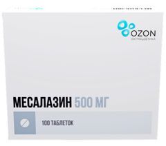 Месалазин 500мг 100 шт. таблетки кишечнорастворимые покрытые оболочкой Месалазин 500мг 100 шт. таблетки кишечнорастворимые покрытые оболочкой