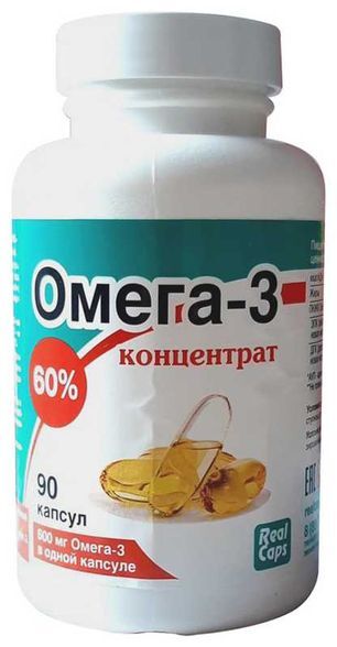 Омега-3 капсулы 60% концентрат 600мг (1г) 90 шт. РеалКапс Омега-3 капсулы 60% концентрат 600мг (1г) 90 шт. РеалКапс
