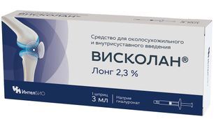 Висколан Лонг 2,3% средство для околосухожильного и внутрисуставного введения 3мл Висколан Лонг 2,3% средство для околосухожильного и внутрисуставного введения 3мл