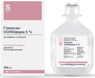 Глюкоза-Солофарм 5% 200мл раствор для инфузий