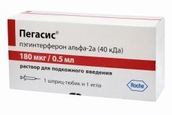 Пегасис 180мкг 0,5мл 1 шт. раствор для инъекций шприц-тюбик Пегасис 180мкг 0,5мл 1 шт. раствор для инъекций шприц-тюбик