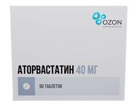 Аторвастатин 40мг 90 шт. таблетки покрытые пленочной оболочкой Аторвастатин 40мг 90 шт. таблетки покрытые пленочной оболочкой