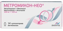 Метромикон Нео 500мг+100мг 14 шт. суппозитории вагинальные