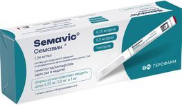 Семавик 0,25/0,5/1мг/доза 3мл раствор для подкожного введения шприц-ручки в комплекте с иглами 9шт Семавик 0,25/0,5/1мг/доза 3мл раствор для подкожного введения шприц-ручки в комплекте с иглами 9шт
