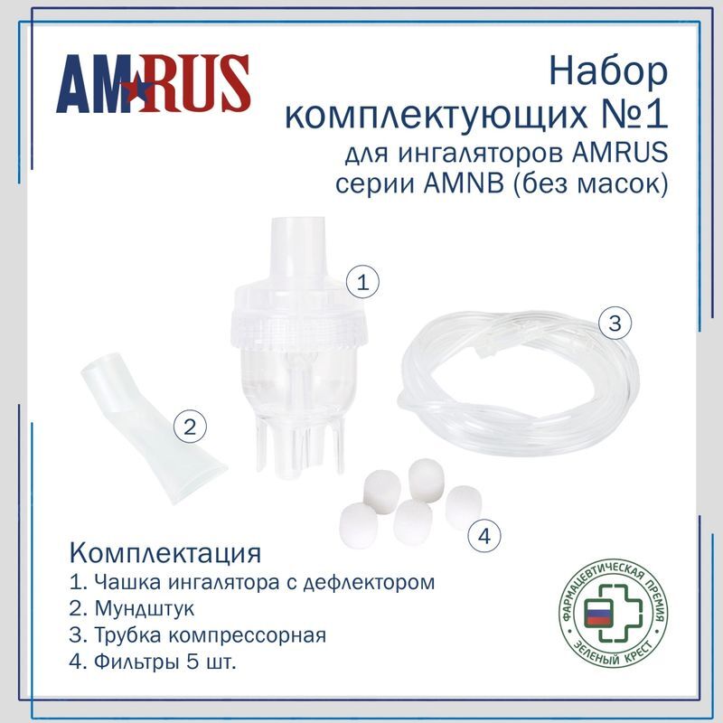 Амрус Набор комплектующих для ингалятора (стаканчик для распыления, фильтры, мундштук), фото №2