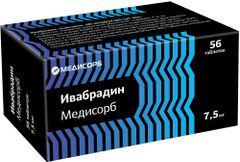 Ивабрадин Медисорб 7,5мг 56 шт. таблетки покрытые пленочной оболочкой Ивабрадин Медисорб 7,5мг 56 шт. таблетки покрытые пленочной оболочкой