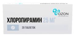 Хлоропирамин 25мг 20 шт. таблетки Озон Хлоропирамин 25мг 20 шт. таблетки Озон