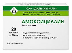 Амоксициллин 250мг 20 шт. таблетки Дальхимфарм Амоксициллин 250мг 20 шт. таблетки Дальхимфарм