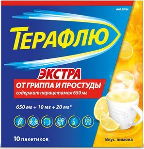 ТераФлю Экстра порошок для приготовления раствора для приема внутрь 10 шт. со вкусом лимона ТераФлю Экстра порошок для приготовления раствора для приема внутрь 10 шт. со вкусом лимона