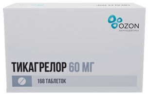 Тикагрелор 60мг 168 шт. таблетки покрытые пленочной оболочкой Тикагрелор 60мг 168 шт. таблетки покрытые пленочной оболочкой