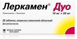 Леркамен дуо 10мг+20мг 28 шт. таблетки покрытые пленочной оболочкой Леркамен дуо 10мг+20мг 28 шт. таблетки покрытые пленочной оболочкой