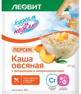 Леовит Биослимика каша овсяная Персик со сливками с витаминами и микроэлементами 40г