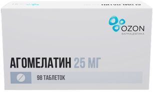 Агомелатин 25мг 98 шт. таблетки покрытые пленочной оболочкой Агомелатин 25мг 98 шт. таблетки покрытые пленочной оболочкой
