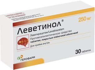 Леветинол 250мг 30 шт. таблетки покрытые пленочной оболочкой Леветинол 250мг 30 шт. таблетки покрытые пленочной оболочкой