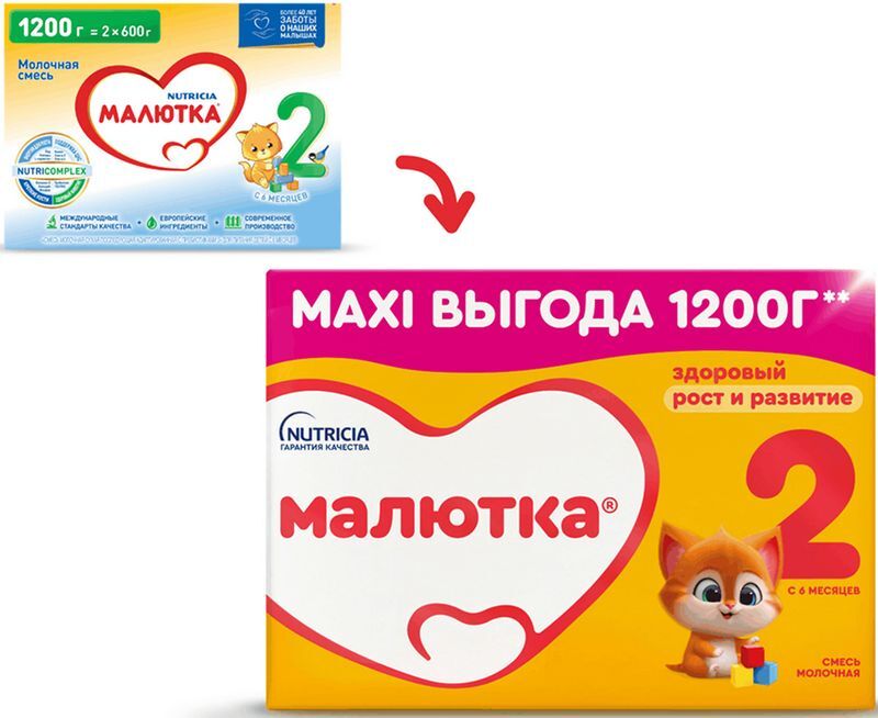 Малютка 2 смесь молочная с 6 месяцев 1200г, фото №2