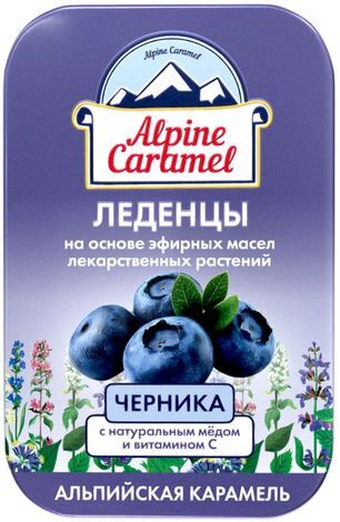 Альпийская Карамель леденцы Мёд/Витамин С/Черника 53г Альпийская Карамель леденцы Мёд/Витамин С/Черника 53г