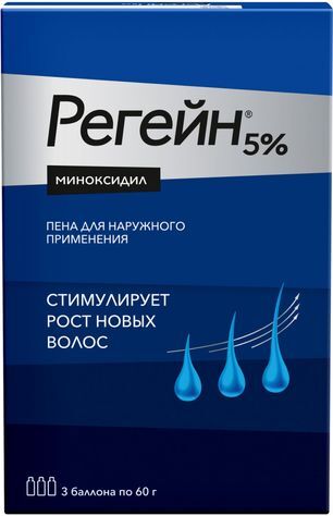 Регейн пена для наружного применения 5%, 60г, 3 шт. Регейн пена для наружного применения 5%, 60г, 3 шт.