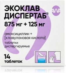 Экоклав Диспертаб 875мг+125мг 14 шт. таблетки диспергируемые