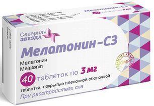 Мелатонин-Сз 3мг 40 шт. таблетки покрытые пленочной оболочкой Мелатонин-Сз 3мг 40 шт. таблетки покрытые пленочной оболочкой