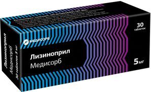 Лизиноприл медисорб 5мг 30 шт. таблетки Лизиноприл медисорб 5мг 30 шт. таблетки
