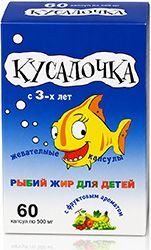 Рыбий Жир Кусалочка капсулы жевательные для детей 60 шт. РеалКапс Рыбий Жир Кусалочка капсулы жевательные для детей 60 шт. РеалКапс