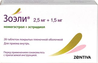 Зоэли 2,5мг + 1,5мг 28 Шт. Таблетки Покрытые Пленочной Оболочкой.