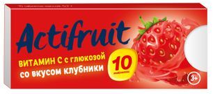 Актифрут витамин с таблетки с глюкозой клубника 10 шт.