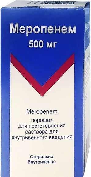 Меропенем 500мг 1 шт. порошок для приготовления раствора для внутривенного введения /Фирма Евросервис