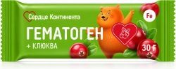 Сердце континента гематоген +клюква для детей с 3 лет 30г Сердце континента гематоген +клюква для детей с 3 лет 30г