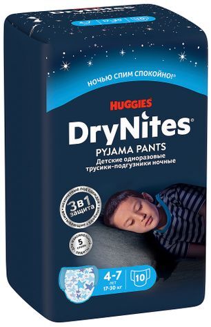 Хаггис Драй Найтс трусики-подгузники для мальчиков 4-7 лет 10 шт.