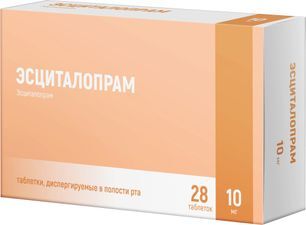 Эсциталопрам фармасинтез 10мг 28 шт. таблетки покрытые пленочной оболочкой Эсциталопрам фармасинтез 10мг 28 шт. таблетки покрытые пленочной оболочкой