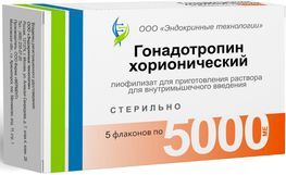 Гонадотропин Хорионический 5000Ед 5 шт. лиофилизат для приготовления раствора для внутримышечного введения