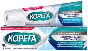 Корега Нейтральный вкус, крем для фиксации зубных протезов, 40г Корега Нейтральный вкус, крем для фиксации зубных протезов, 40г