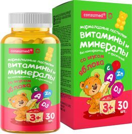 Консумед витамины и минералы пастилки мармеладные со вкусом яблока 3+ 30 шт. Консумед витамины и минералы пастилки мармеладные со вкусом яблока 3+ 30 шт.
