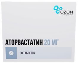 Аторвастатин 20мг 30 шт. таблетки покрытые пленочной оболочкой Озон