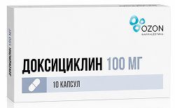 Доксициклин 100мг 10 шт. капсулы Озон Доксициклин 100мг 10 шт. капсулы Озон