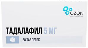 Тадалафил 5мг 28 шт. таблетки покрытые пленочной оболочкой Тадалафил 5мг 28 шт. таблетки покрытые пленочной оболочкой