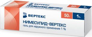 Нимесулид-Вертекс 1% 50г гель для наружного применения Нимесулид-Вертекс 1% 50г гель для наружного применения