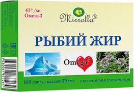 Мирролла Рыбий Жир капсулы с масляным экстрактом Валериана/Пустырник 100 шт. Мирролла Рыбий Жир капсулы с масляным экстрактом Валериана/Пустырник 100 шт.