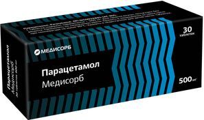 Парацетамол Медисорб 0,5г 30 шт. таблетки